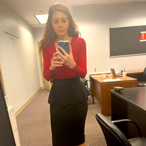 St. John Crepe Skirt with peplum